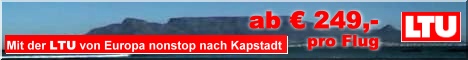 Mit der LTU von vielen deutschen Großstädten nonstop nach Kapstadt