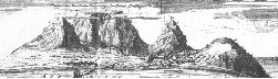 Kapstadt, der Tafelberg und die Table Bay um 1710. (Skizze aus dem Buch von Peter Kolbe)