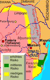 Das Malariarisiko in Südafrika
