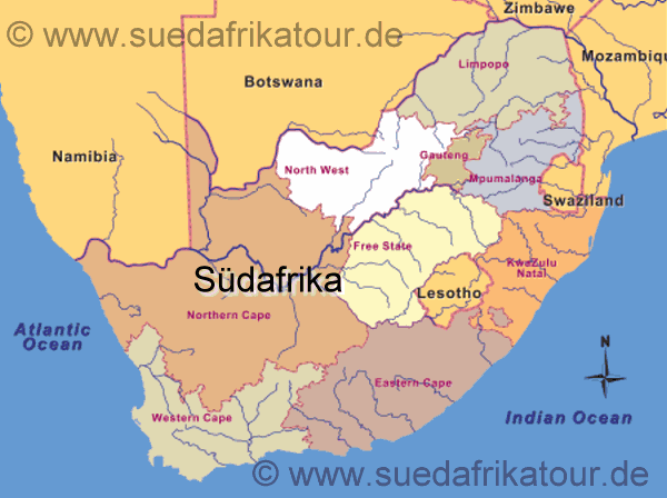 Karte der Provinzen von Südafrika