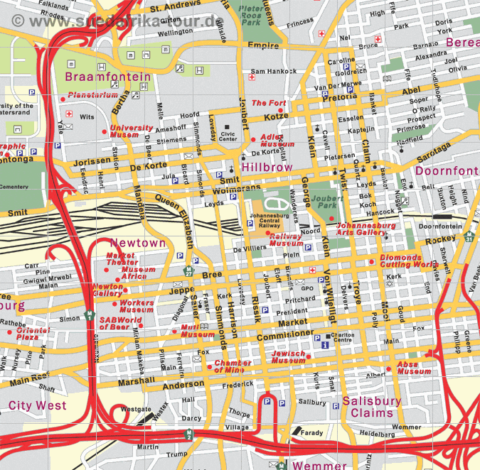 Stadtplan von Johannesburg / Südafrika