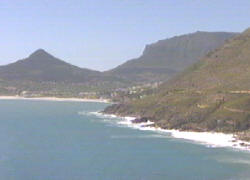 Blick vom Chapmans Peak Drive in Richtung Hout Bay bei Kapstadt